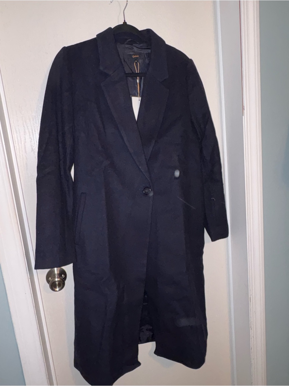 Quince NWT Women’s Italian wool classic single breasted in Cadet color
